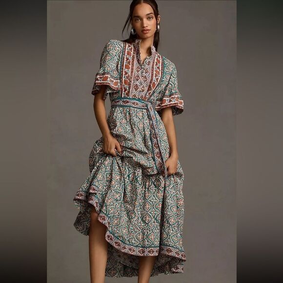 Anthropologie NWT Sue
Sartor Short-Sleeve Printed Midi Dress - Picture 3 of 8